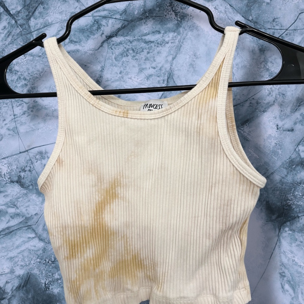 Princess Polly Ribbed Cream Tank Top Size US 4